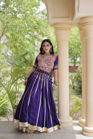 Purple Lehenga Choli with Real Mirror work ClothsVilla