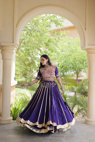 Purple Lehenga Choli with Real Mirror work ClothsVilla