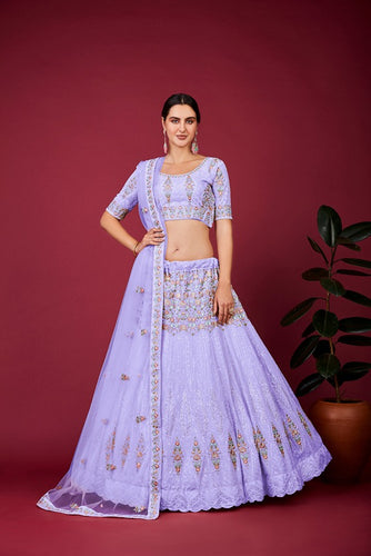 Designer Purple Lehenga Choli with Thread Work ClothsVilla