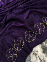 Load image into Gallery viewer, Purple Lotus Jari Silk Saree with Exquisite Golden Handwork &amp; Running Blouse ClothsVilla