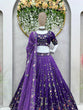Load image into Gallery viewer, Purple Luxe Digital Print Faux Georgette Lehenga Set with Sequence Embroidery &amp; Matching Dupatta ClothsVilla