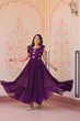 Load image into Gallery viewer, Purple Luxe Faux Blooming Embroidered Gown with Double Frill Sleeves Clothsvilla
