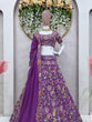 Load image into Gallery viewer, Purple Luxe Faux Georgette Semi-Stitched Lehenga Set with Thread &amp; Sequence Work ClothsVilla