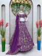 Load image into Gallery viewer, Purple Luxe Faux Georgette Semi-Stitched Lehenga Set with Thread &amp; Sequence Work ClothsVilla