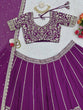 Load image into Gallery viewer, Purple Luxe Faux Georgette Semi-Stitched Lehenga Set with Thread &amp; Sequence Work ClothsVilla