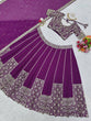 Load image into Gallery viewer, Purple Luxe Faux Georgette Semi-Stitched Lehenga Set with Thread &amp; Sequence Work ClothsVilla