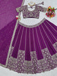 Load image into Gallery viewer, Purple Luxe Faux Georgette Semi-Stitched Lehenga Set with Thread &amp; Sequence Work ClothsVilla