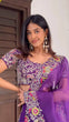 Load image into Gallery viewer, Purple Luxe Faux Georgette Semi-Stitched Lehenga Set with Thread &amp; Sequence Work ClothsVilla