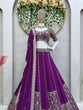 Load image into Gallery viewer, Purple Luxe Faux Georgette Semi-Stitched Lehenga Set with Thread &amp; Sequence Work ClothsVilla