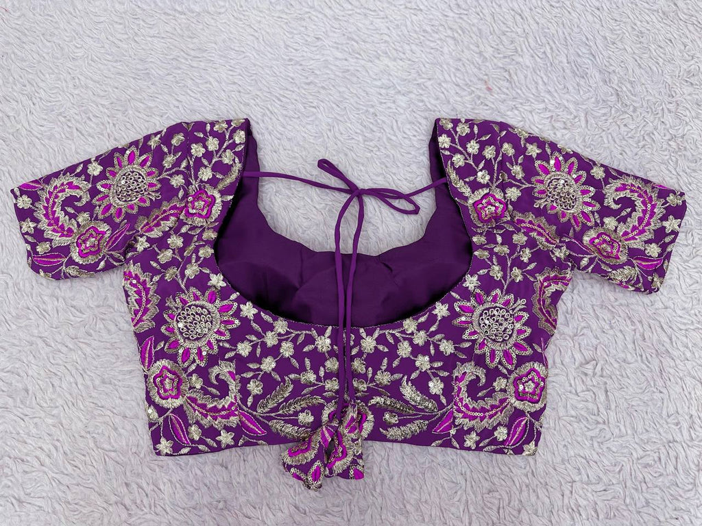 Purple Luxe Faux Georgette Semi-Stitched Lehenga Set with Thread & Sequence Work ClothsVilla
