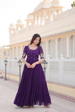 Load image into Gallery viewer, Purple Luxe Zari &amp; Sequin Embroidered Gown ClothsVilla