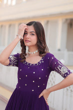 Load image into Gallery viewer, Purple Luxe Zari &amp; Sequin Embroidered Gown ClothsVilla