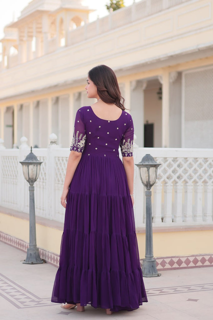 Purple Luxe Zari & Sequin Embroidered Gown ClothsVilla