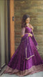 Load image into Gallery viewer, Purple Luxurious Satin Silk Semi-Stitched Lehenga Choli Set with Sequin Embroidery &amp; Fancy Lace Dupatta ClothsVilla