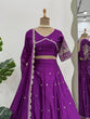 Load image into Gallery viewer, Purple Luxurious Satin Silk Semi-Stitched Lehenga Choli Set with Sequin Embroidery &amp; Fancy Lace Dupatta ClothsVilla
