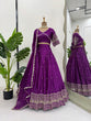 Load image into Gallery viewer, Purple Luxurious Satin Silk Semi-Stitched Lehenga Choli Set with Sequin Embroidery &amp; Fancy Lace Dupatta ClothsVilla
