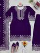 Load image into Gallery viewer, Purple Luxurious Viscose Velvet Plazo Set with Embroidered Dupatta Clothsvilla