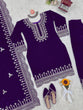 Load image into Gallery viewer, Purple Luxurious Viscose Velvet Plazo Set with Embroidered Dupatta Clothsvilla