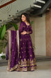 Load image into Gallery viewer, Purple Luxury Faux Blooming Zari &amp; Sequins Embroidered Designer Gown with Matching Dupatta – Stitched Premium Ensemble ClothsVilla