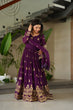 Load image into Gallery viewer, Purple Luxury Faux Blooming Zari &amp; Sequins Embroidered Designer Gown with Matching Dupatta – Stitched Premium Ensemble ClothsVilla