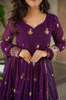 Load image into Gallery viewer, Purple Luxury Faux Blooming Zari &amp; Sequins Embroidered Designer Gown with Matching Dupatta – Stitched Premium Ensemble ClothsVilla