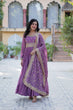Load image into Gallery viewer, Purple Luxury Star Georgette Gown with Designer Embroidered Dupatta – 5-Layer Frill Flai