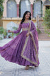 Load image into Gallery viewer, Purple Luxury Star Georgette Gown with Designer Embroidered Dupatta – 5-Layer Frill Flai