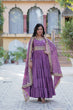 Load image into Gallery viewer, Purple Luxury Star Georgette Gown with Designer Embroidered Dupatta – 5-Layer Frill Flai