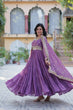 Load image into Gallery viewer, Purple Luxury Star Georgette Gown with Designer Embroidered Dupatta – 5-Layer Frill Flai
