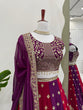 Load image into Gallery viewer, Purple &amp; Maroon Designer Faux Georgette Embroidered Lehenga Choli Set with Dupatta ClothsVilla