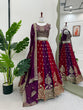 Load image into Gallery viewer, Purple &amp; Maroon Designer Faux Georgette Embroidered Lehenga Choli Set with Dupatta ClothsVilla