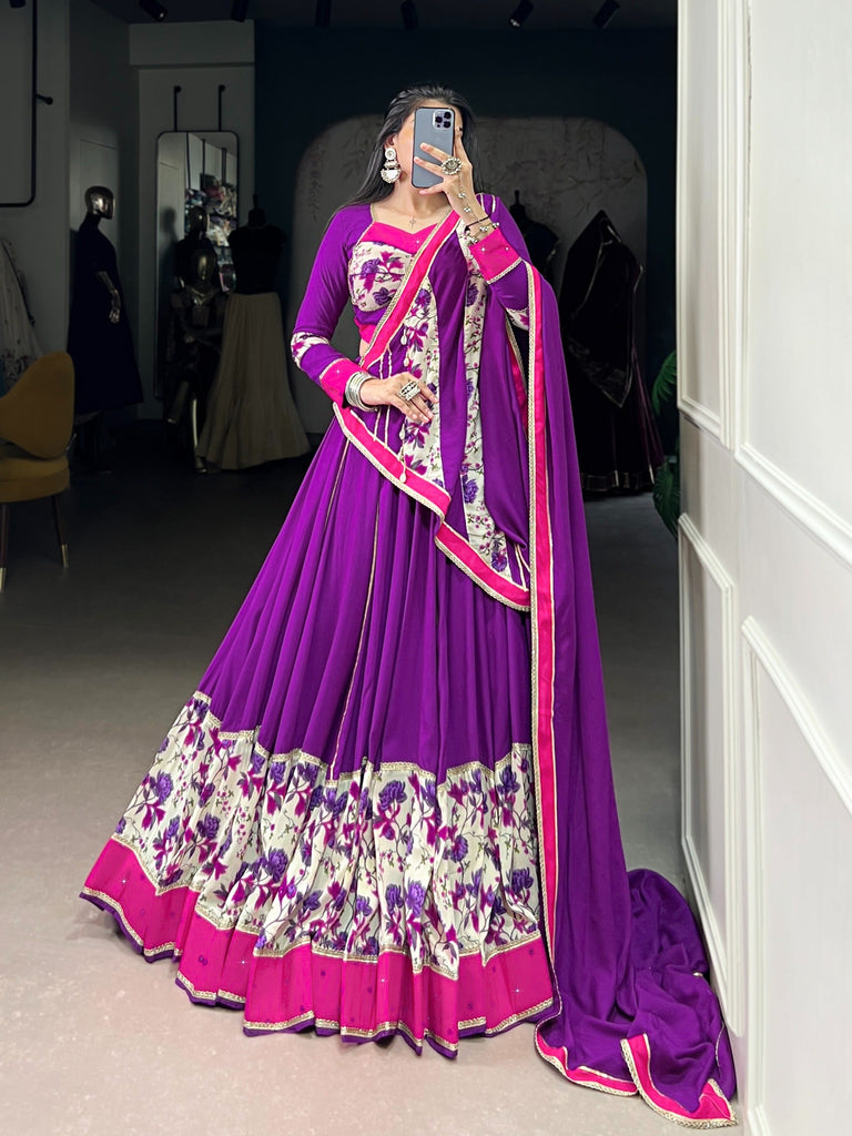Purple Mirror Charm Ethnic Lehenga Set ClothsVilla