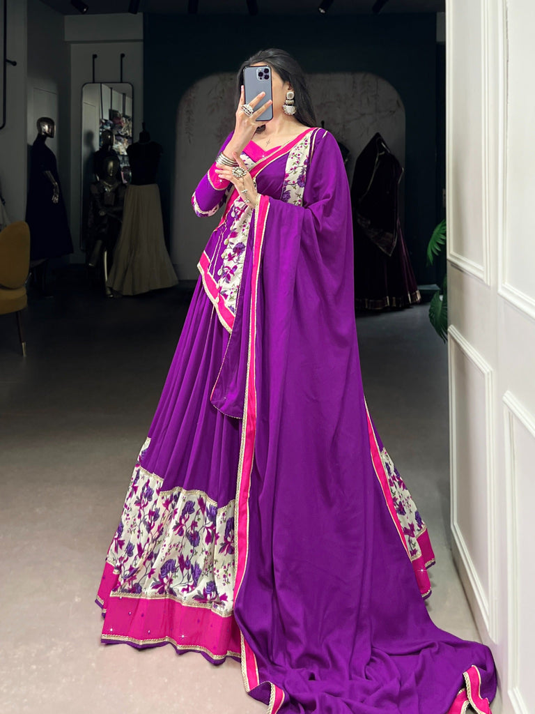 Purple Mirror Charm Ethnic Lehenga Set ClothsVilla