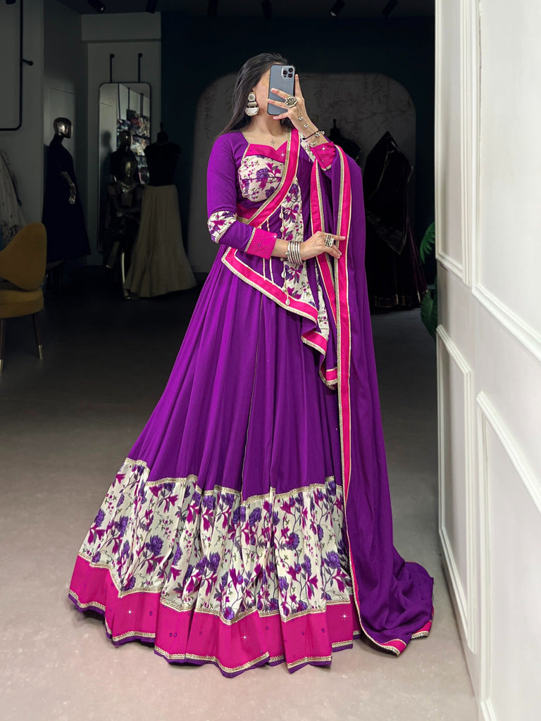 Purple Mirror Charm Ethnic Lehenga Set ClothsVilla