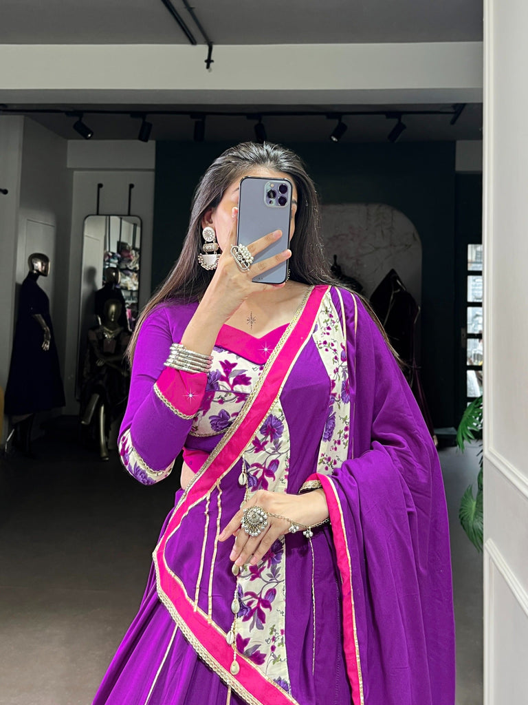 Purple Mirror Charm Ethnic Lehenga Set ClothsVilla