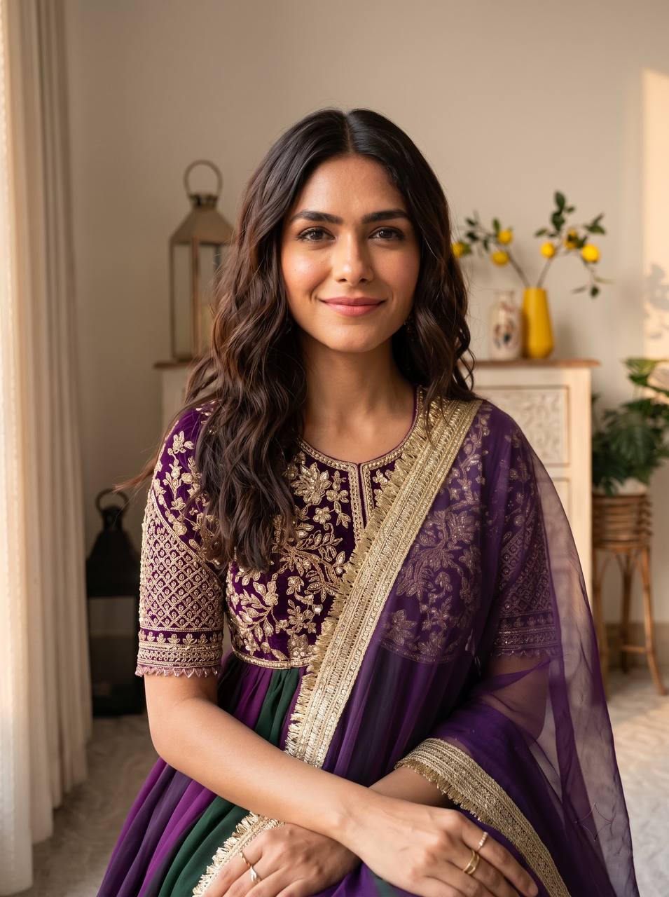 Purple Moss Silk Embroidered Gown ClothsVilla