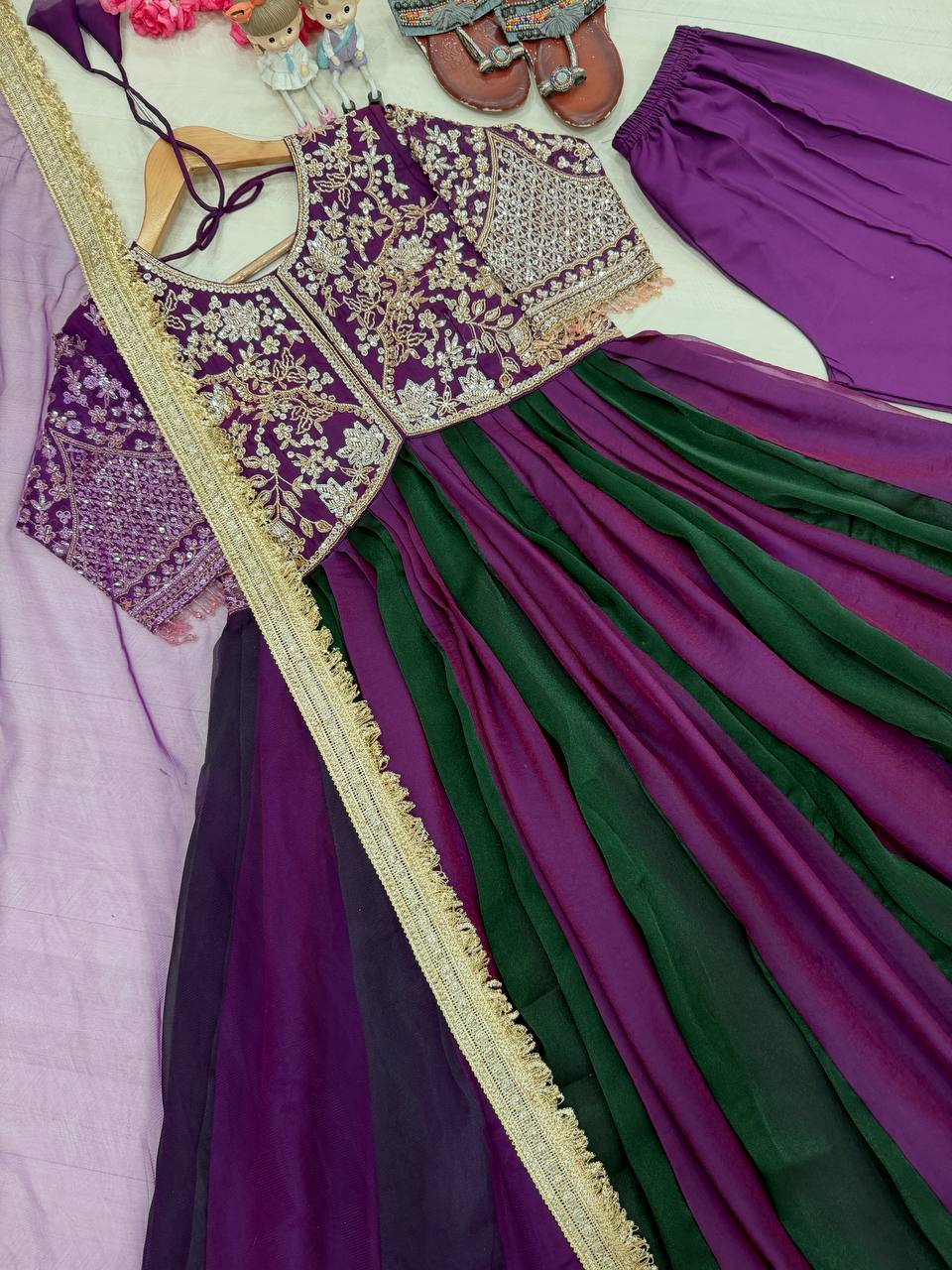 Purple Moss Silk Embroidered Gown ClothsVilla