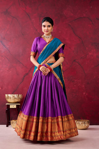 Purple Narayan Pet Cotton Lehenga Set ClothsVilla