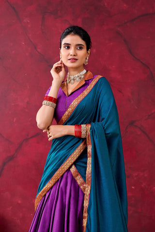 Purple Narayan Pet Cotton Lehenga Set ClothsVilla