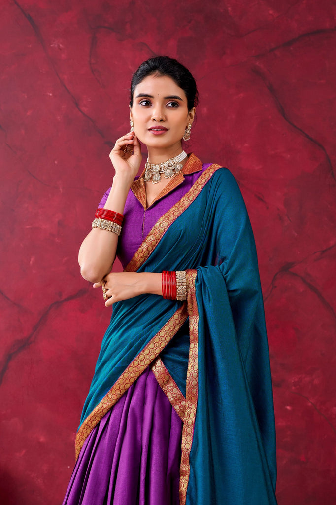 Purple Narayan Pet Cotton Lehenga Set ClothsVilla