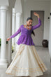 Load image into Gallery viewer, Purple Navratri Special Cotton Lehenga Choli Set with Gota Patti Lace &amp; Bandhani Gamthi Work – Full Stitched ClothsVilla
