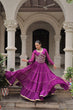 Load image into Gallery viewer, Purple Navratri Special Leheriya Print Lehenga Choli with 12 Mtr Flair &amp; Mirror Lace Work ClothsVilla