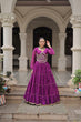 Load image into Gallery viewer, Purple Navratri Special Leheriya Print Lehenga Choli with 12 Mtr Flair &amp; Mirror Lace Work ClothsVilla