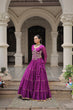 Load image into Gallery viewer, Purple Navratri Special Leheriya Print Lehenga Choli with 12 Mtr Flair &amp; Mirror Lace Work ClothsVilla