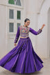 Load image into Gallery viewer, Purple Navratri Special Roman Fabric Lehenga Choli with Kutchi Gamthi &amp; Mirror Work ClothsVilla