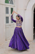 Load image into Gallery viewer, Purple Navratri Special Roman Fabric Lehenga Choli with Kutchi Gamthi &amp; Mirror Work ClothsVilla
