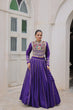 Load image into Gallery viewer, Purple Navratri Special Roman Fabric Lehenga Choli with Kutchi Gamthi &amp; Mirror Work ClothsVilla