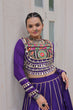 Load image into Gallery viewer, Purple Navratri Special Roman Fabric Lehenga Choli with Kutchi Gamthi &amp; Mirror Work ClothsVilla
