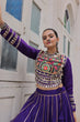 Load image into Gallery viewer, Purple Navratri Special Roman Fabric Lehenga Choli with Kutchi Gamthi &amp; Mirror Work ClothsVilla
