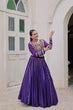 Load image into Gallery viewer, Purple Navratri Special Roman Fabric Lehenga Choli with Kutchi Gamthi &amp; Mirror Work ClothsVilla